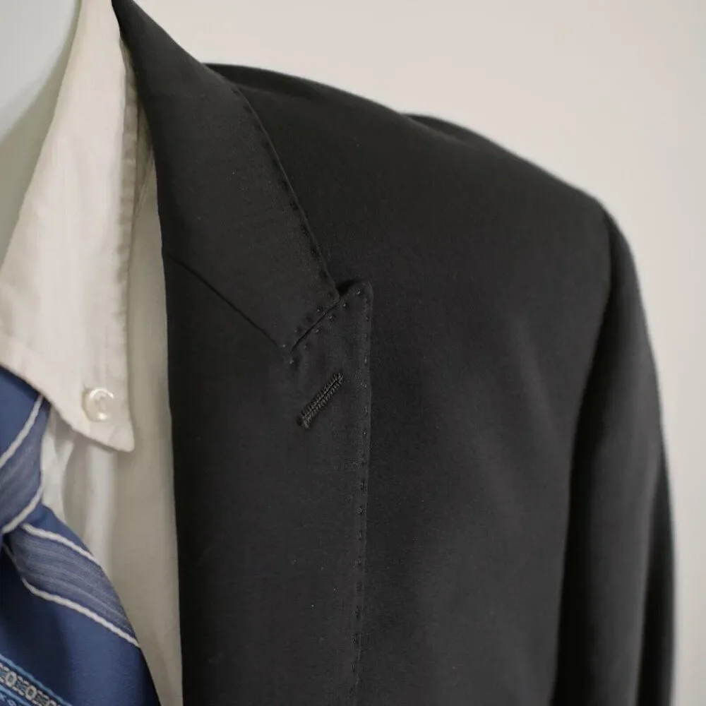 Calvin Klein‎ Black Wool Peak Label 2 Button Blazer / Suit Jacket 40R Tagged 44L